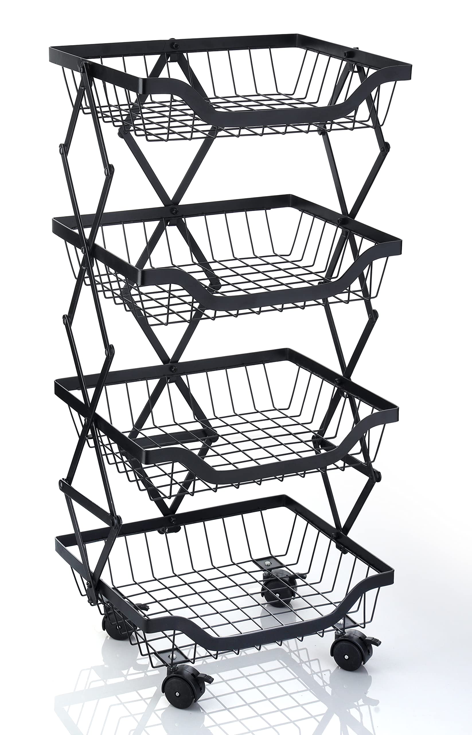 XL Kitchen 4 Layer Foldable Storage Basket, Kitchen Storage Basket